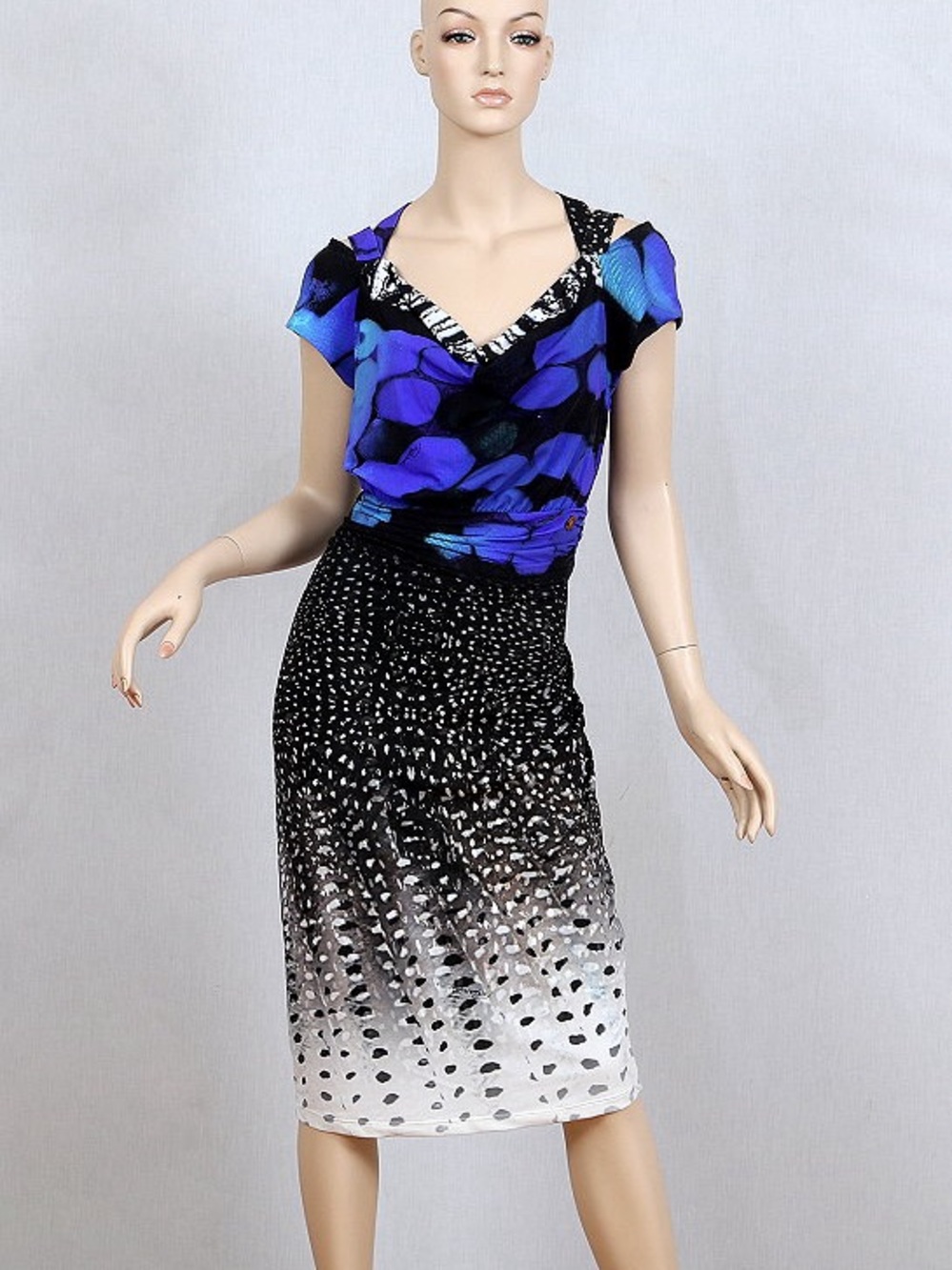 Roberto CAVALLI Silky Stretch Logo Print Dress 48/12